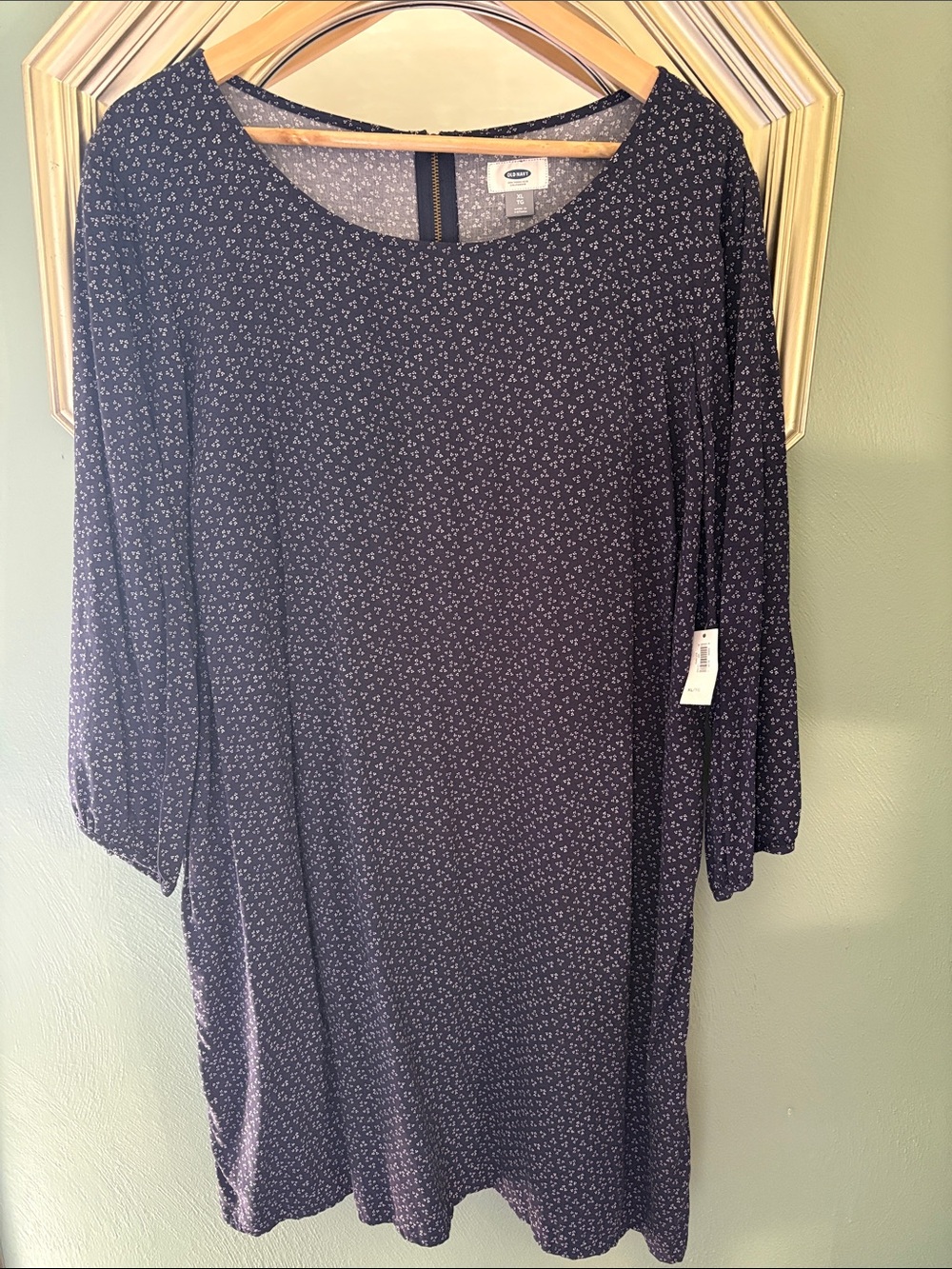 Old Navy Womens Navy Tiny Floral Long-Sleeve Shift Dress size Xl